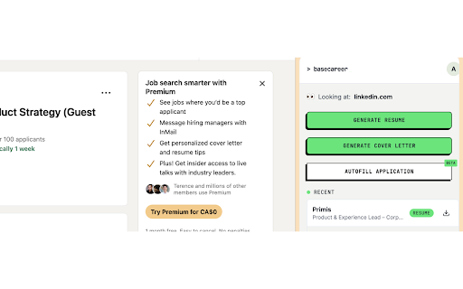BaseCareer Companion :: Generate AI-tailored resumes and cover letters from any job page