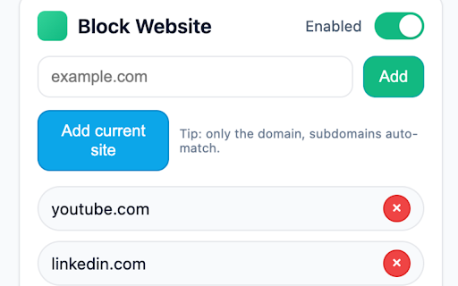 Block Website :: Block distracting websites by instantly closing matching tabs.