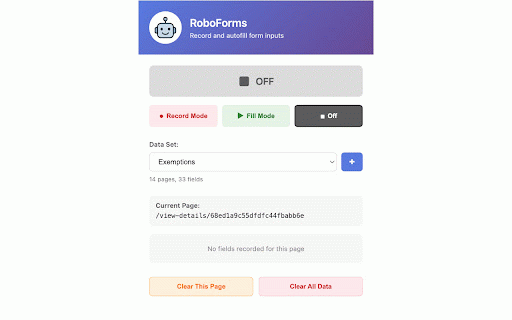 RoboForms :: Record form inputs and automatically replay them on the same page