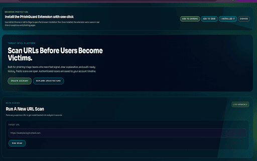 PhishGuard Realtime Scanner :: Detect phishing websites in real time before you trust them.