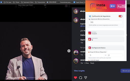 InstaLeads :: Open Instagram profiles and send greetings