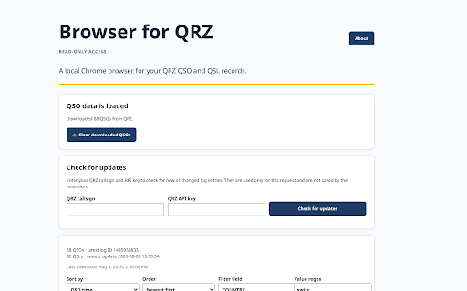 Browser for QRZ :: A local Chrome browser for your QRZ QSO and QSL records.