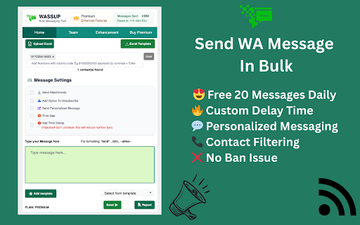 Wassup Bulk Message Sender :: Wassup WhatsApp Bulk Message Sender - Send Whatsapp Messages, Attachments, Personalized Message | Business Marketing Tool