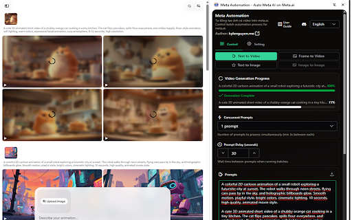 Meta Automation - Auto Meta on Meta.ai :: Automatically create images and videos on meta.ai. Batch generate and auto-download videos and images on meta.ai.
