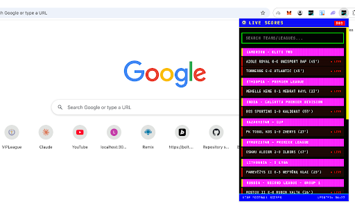 Football Live Scores :: Get real-time live football scores and latest scores in a popup.