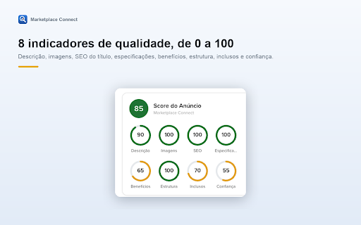 Marketplace Connect — Análise de Produtos :: Diagnostica a qualidade do anuncio, avalia titulo e descricao, mostra a posicao na busca e calcula margem. Somente leitura.