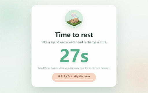 Rabbit Eye Care - Free Break Reminder :: Timed eye-care break reminders for Chrome with a rest overlay, heads-up alerts, sound, and dark mode.