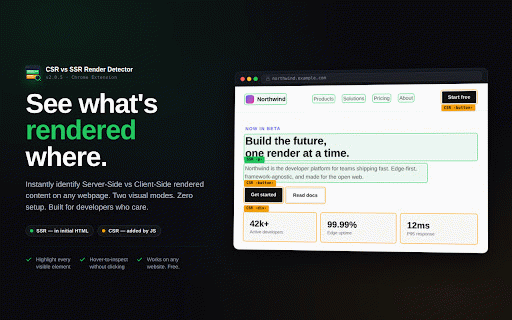 CSR vs SSR Render Detector :: Visually identify Server-Side Rendered vs Client-Side Rendered content on any webpage.