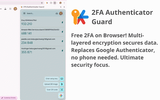 2FA Authenticator Guard :: Free 2FA on Browser! Multi-layered encryption secures data. Replaces Google Authenticator, no phone needed. Ultimate security focus.