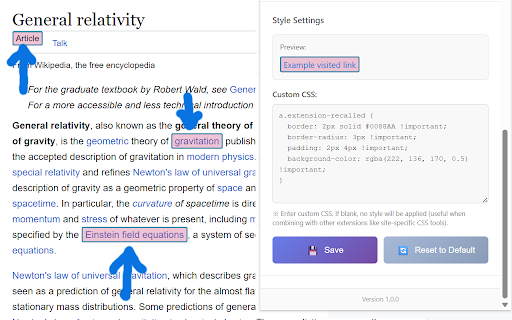 Perma-Recall Link :: Permanently saves browsing history beyond Chrome's 90-day limit and visually marks visited links