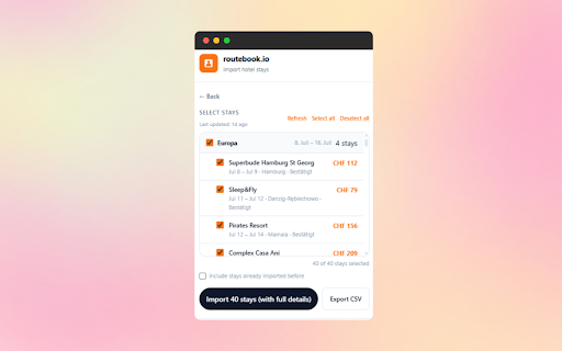Import Stays to Routebook :: Import your hotel stays from Booking.com and Agoda to routebook.io with one click.