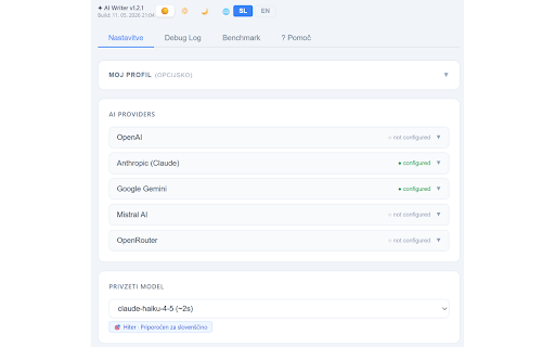 AI Writer :: Rewrite selected email text using AI prompts