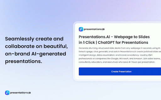Presentations.AI – Webpage to Slides in 1 Click | ChatGPT for Presentations :: Create presentations from webpage content using Presentations.ai