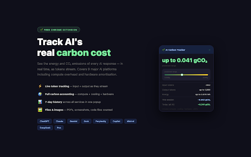 AI Carbon Tracker :: Live energy & CO₂ cost of your AI conversations — see it as it happens.