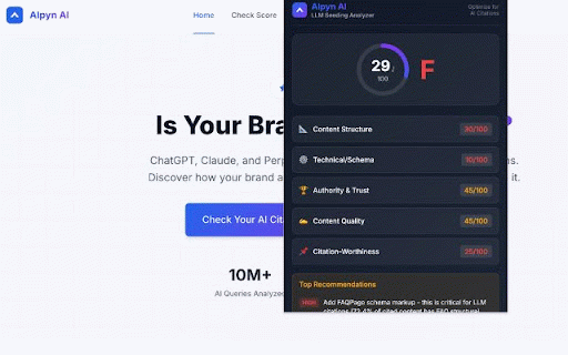 LLM Seeding Analyzer by Alpyn AI :: Analyze any webpage for AI citation optimization. Check structure, schema & authority for ChatGPT, Claude & more.