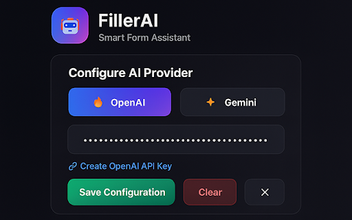 FillerAI :: Auto-fill forms using AI (OpenAI & Gemini support)