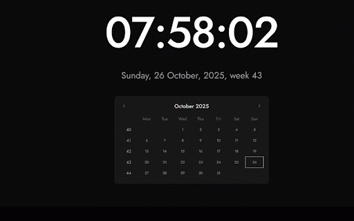 New Tab Dashboard :: Clean new tab page with digital clock, calendar, and customizable time/date settings. No tracking, no clutter.