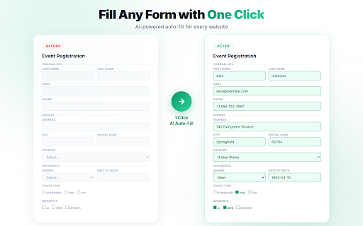 FormPilot - AI Form Autofill :: Fill any web form with one click. AI-powered autofill for name, address, email & more. Free, no account needed.
