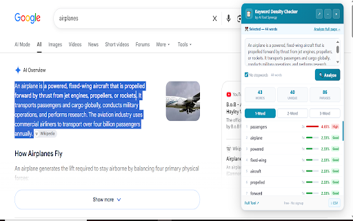 Keyword Density Checker :: Analyze keyword density of any text or webpage. 1-gram, 2-gram and 3-gram breakdown with health scores. Free, no signup.