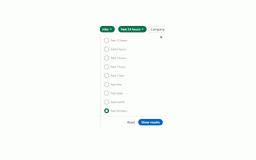 LinkedIn Job Filters Enhanced :: Adds additional time filters (1h, 2h, 3h, 6h, 12h) to LinkedIn job search