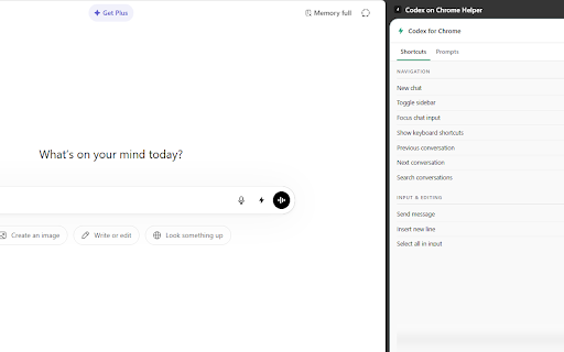 Codex for Chrome ChatGPT Sidebar :: Codex on chrome & ChatGPT sidebar with prompt templates, shortcuts & tools