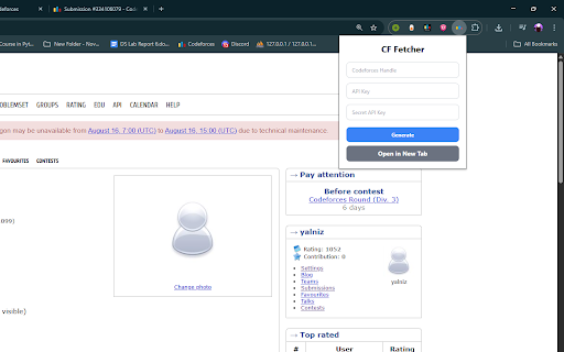 CF Fetcher :: Fetch your Codeforces accepted submissions and generate a README.md file for your GitHub repository