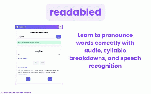 readabled :: Learn to pronounce words correctly with audio, syllable breakdowns, and speech recognition