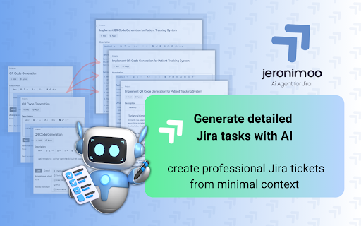 Jeronimoo AI Agent for Jira :: Turbocharge Jira with an AI Agent—streamline issue creation, write clear descriptions in seconds, and optimize your work management.