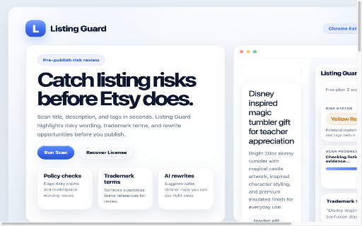 Listing Guard :: Risk checks for Etsy sellers before publishing listing changes.