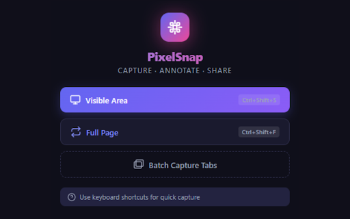 PixelSnap :: Snap, annotate, and share beautiful screenshots — visible area, full page, or batch capture with built-in editing tools.