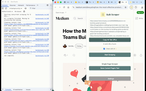 RAG Text Scraper :: Extracts clean article text from a list of URLs and saves as .txt files.