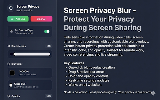 Screen Privacy Blur :: Blur parts of your screen to hide private information during screen sharing
