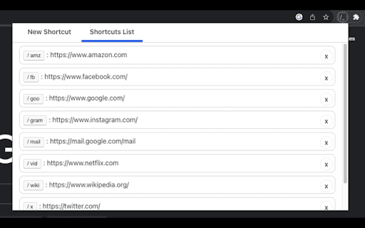 Slash :: Use '/' in the nav bar, then space or tab, followed by a shortcut command key to access favourite sites.
