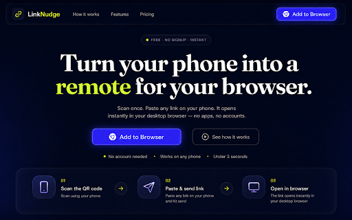 LinkNudge - Turn your phone into a remote for your browser :: Send links instantly from phone to desktop.