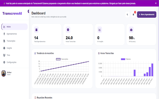 TranscreveAI | Reuniões em insights :: Grave, transcreva e sumarize reuniões automaticamente.