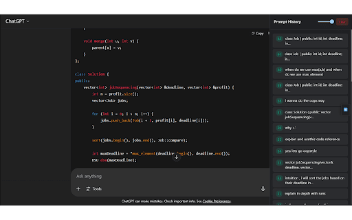 ChatGPT Prompt Sidebar :: Keep track of your ChatGPT prompts in a collapsible sidebar