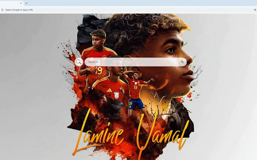 Lamine Yamal Live Wallpaper :: Lamine Yamal in Spain jersey with artistic double-exposure effect combining profile and action shots in fiery red tones.