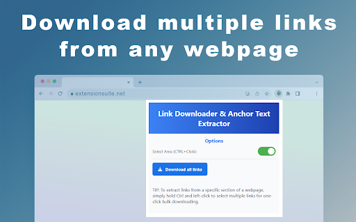 Link Downloader & Anchor Text Extractor :: Extract and download multiple links from any webpage, save anchor text, and select areas for bulk link downloads with one click.