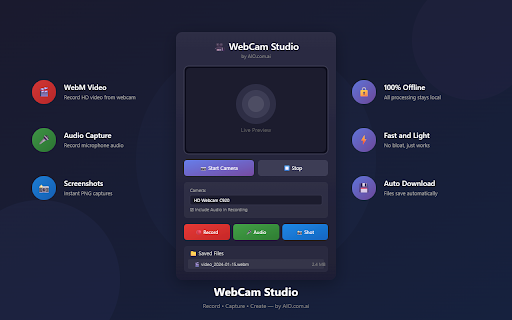 WebCam Studio :: Record WebM video from webcam, capture microphone audio, and take screenshots. By AIO.com.ai