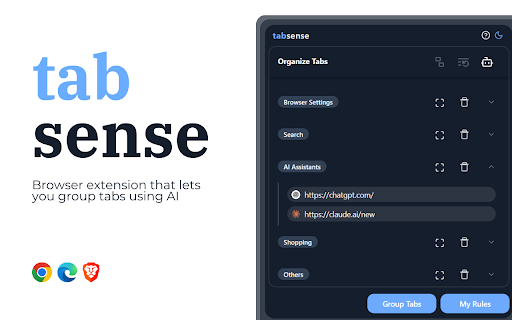 TabSense :: TabSense is an AI-powered Chrome extension that organizes your tabs into groups and streamlines your browsing.
