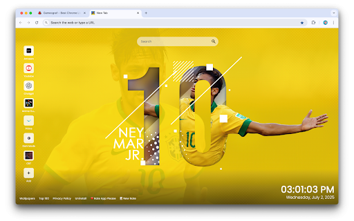 Neymar New Tab Wallpaper :: Personalize your Chrome with Neymar New Tab Wallpaper—a stylish HD background featuring the football superstar in every new tab