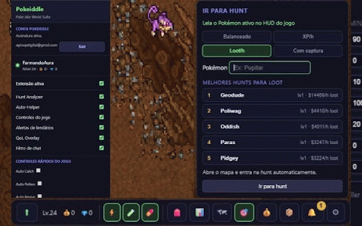 Pokeiddle :: HUD integrado para Poke Idle World — macros, controles, alertas e ferramentas