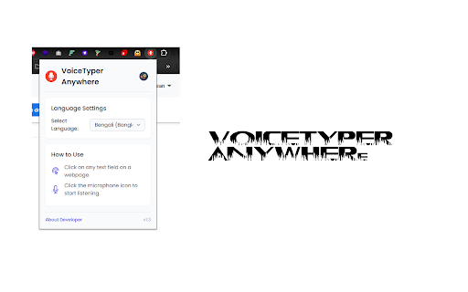 VoiceTyper Anywhere - Speech-To-Text Typing :: Type with your VoiceTyper Anywhere any language on any website. Just click in a text box and start talking!