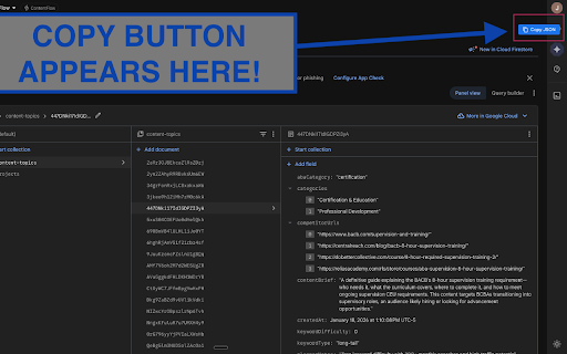 Firestore JSON Copier :: Copy Firestore documents as JSON with one click