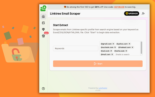 Linktree Email Scraper :: One-click scrape emails from Linktree specific profile from search engine based on your keyword as Excel/CSV/JSON/HTML/XML file.