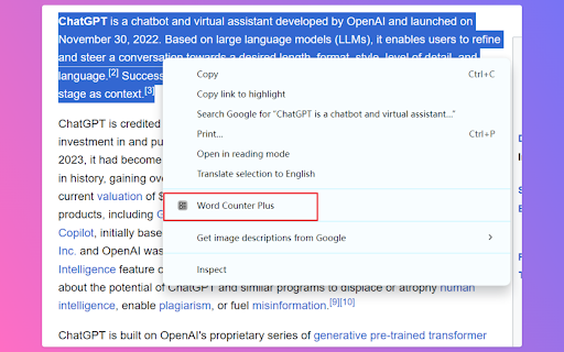 Word Count Stat Pro :: Quickly count the number of characters, words and word lengths of the selected text.