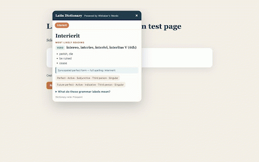 Latin Dictionary :: Beginner-friendly, offline Latin word analysis powered by Whitaker's Words.