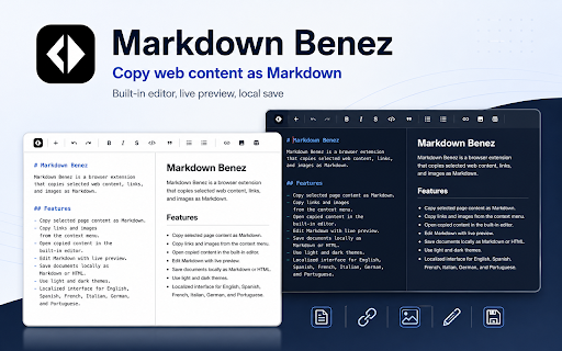 Markdown Online Editor :: Copy selected content or full web pages as Markdown and edit them in a built-in editor.