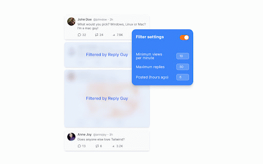 Reply Guy :: Filters your X timeline to hide low momentum posts. Engage with selected posts to boost impressions and grow your following.