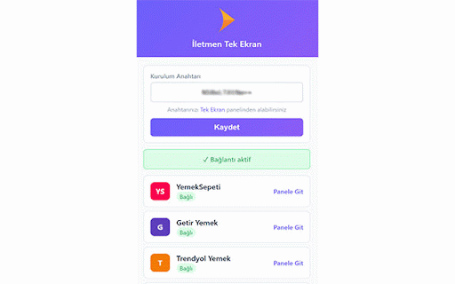 Tek Ekran - Platform Entegrasyon :: YemekSepeti, Uber Eats Trendyol Go ve Migros panellerinden yorum, menü ve sipariş yönetimi için Tek Ekran entegrasyon eklentisi.
